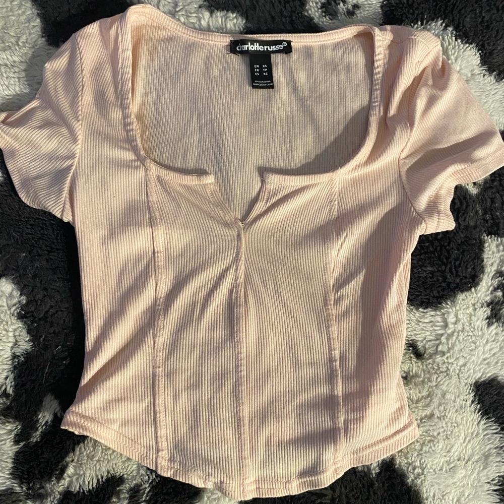 Charlotte Russe Pink Fitted Bustier Bodysuit